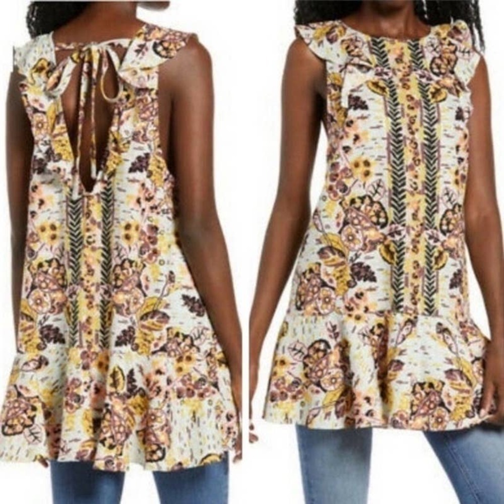 Free People NWT Summer in Tulum Botanical Print Tunic Size Small